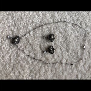 Judith Jack Silver and Black and Pearl Necklace and Earrings Set